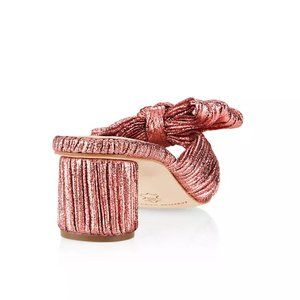 BRAND NEW: Loeffler Randall Emilia Pleated Knot Mules (Size 6.5) in Metal Rose
